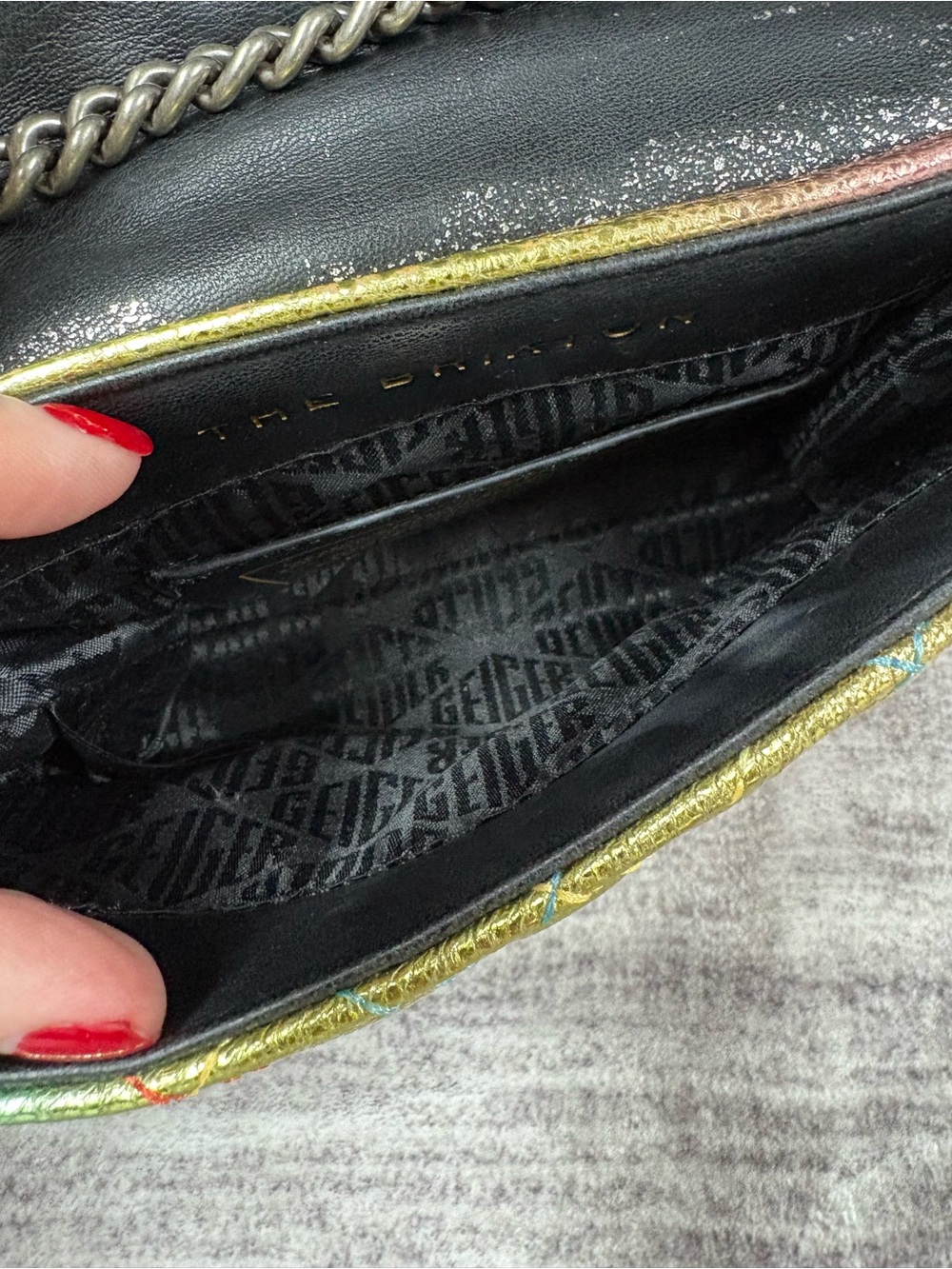 Kurt Geiger London Brixton Lock Flap Shoulder Bag Rainbow Metallic Ombré Y2K - Picture 13 of 15